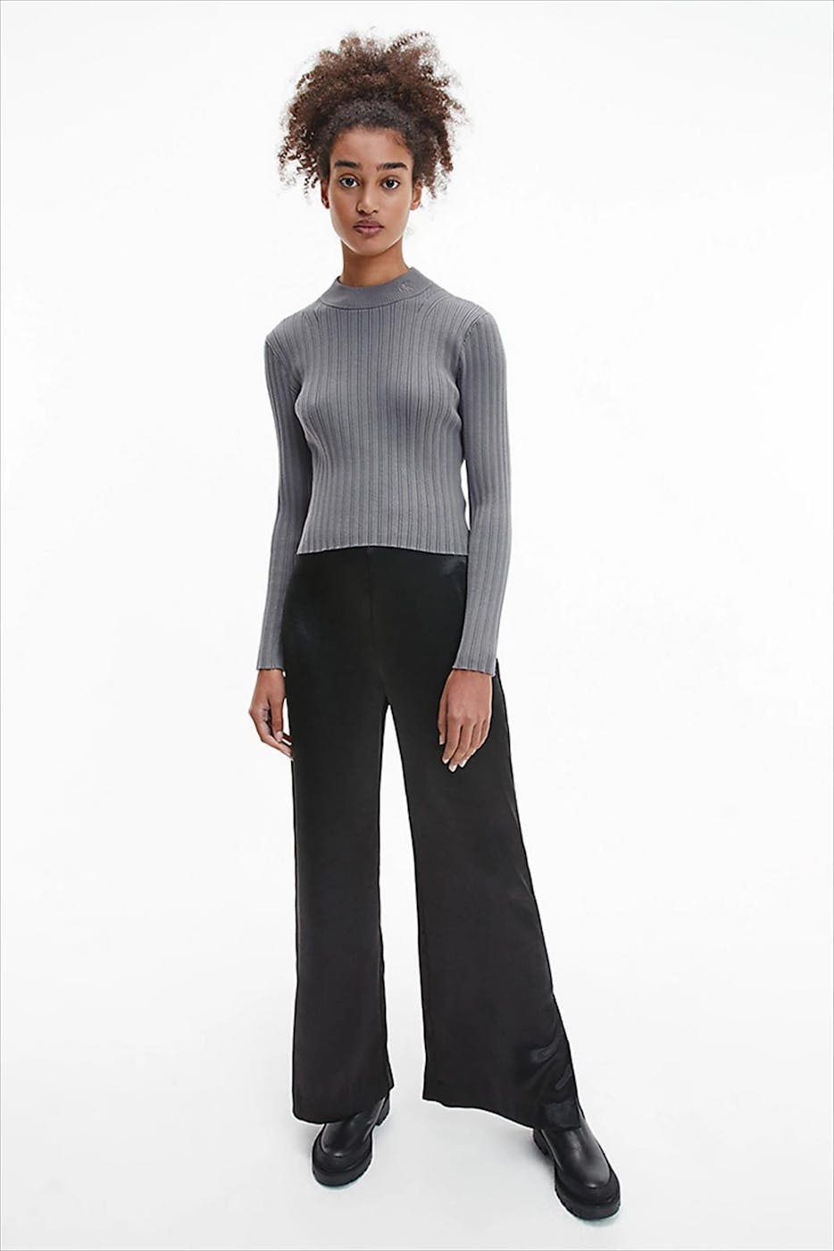 Calvin Klein Jeans - Grijze Cropped Slim Trui