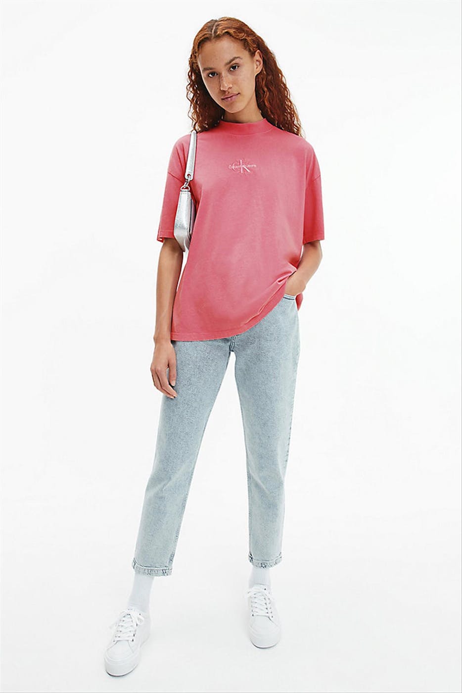 Calvin Klein Jeans - Roze Monogram Washed Boyfriend T-shirt