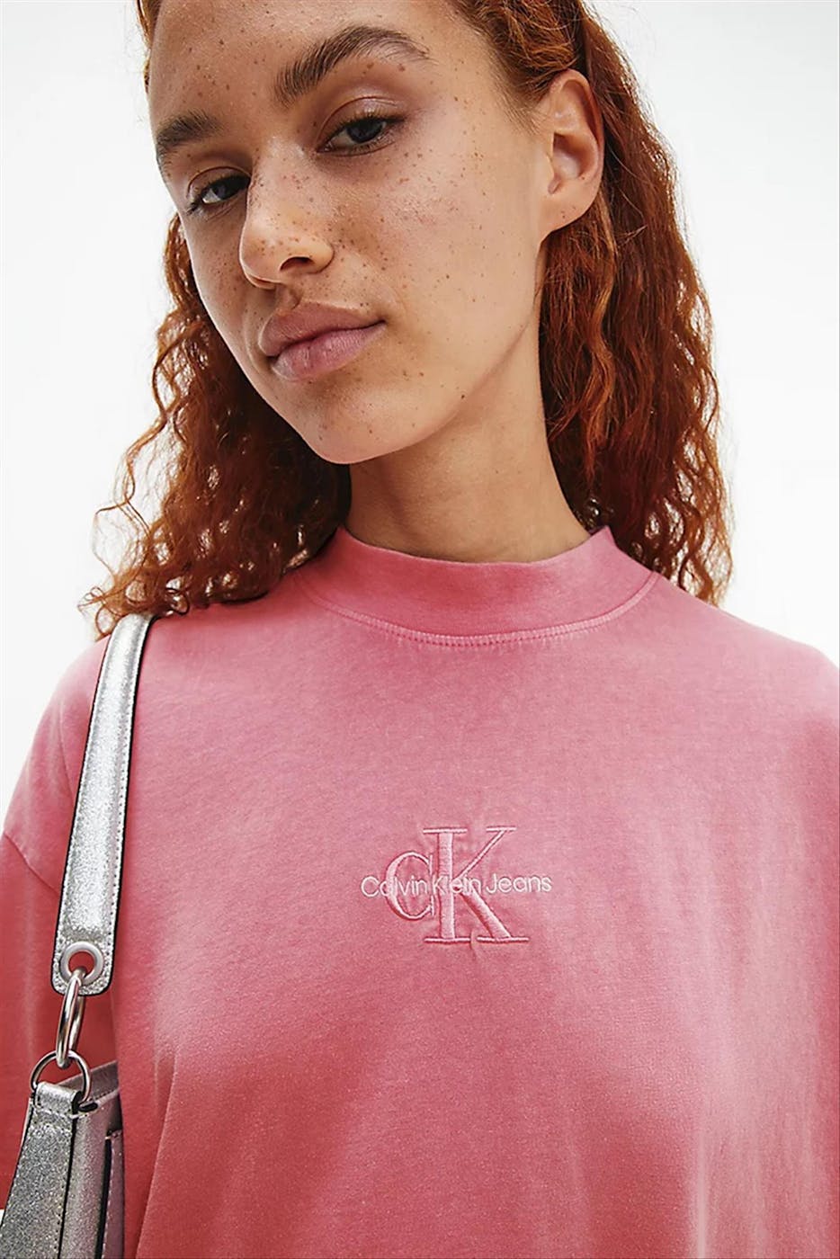 Calvin Klein Jeans - Roze Monogram Washed Boyfriend T-shirt