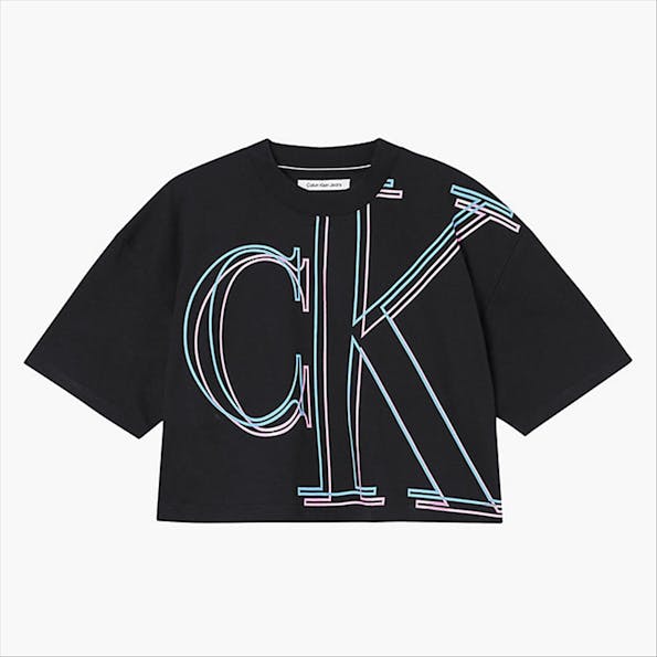 Calvin Klein Jeans - Zwarte Cropped Logo T-shirt