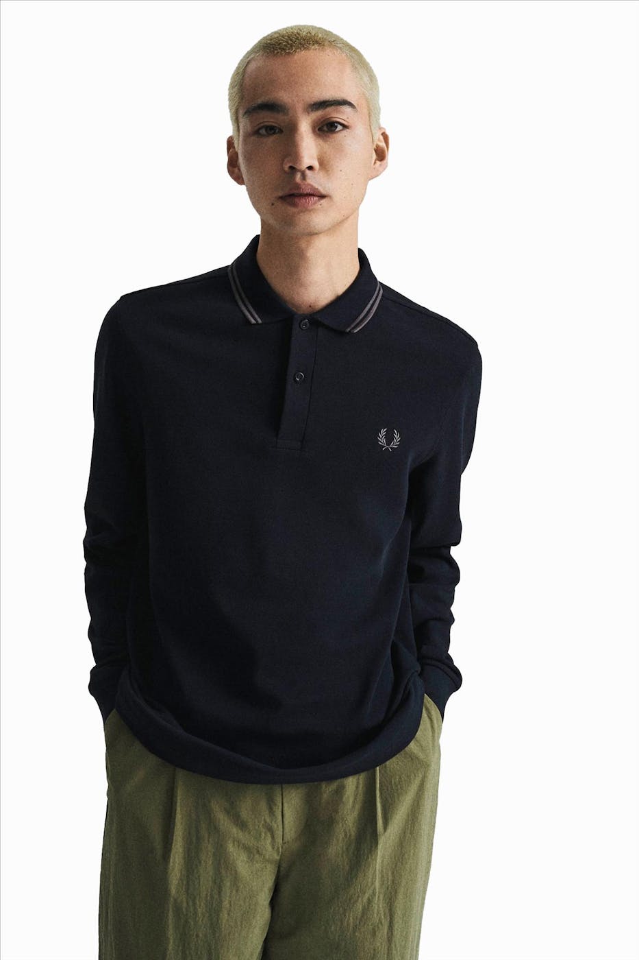 Fred Perry - Donkerblauw-grijze twin Tipped polo