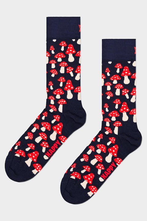 Happy Socks - Donkerblauwe Mushroom sokken, maat: 36-40