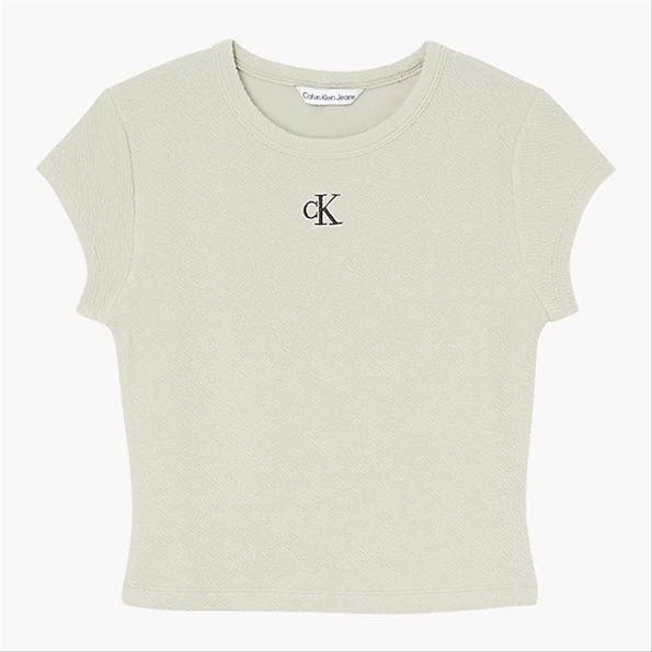 Calvin Klein Jeans - Lichtgroene Cropped Reliëf T-shirt