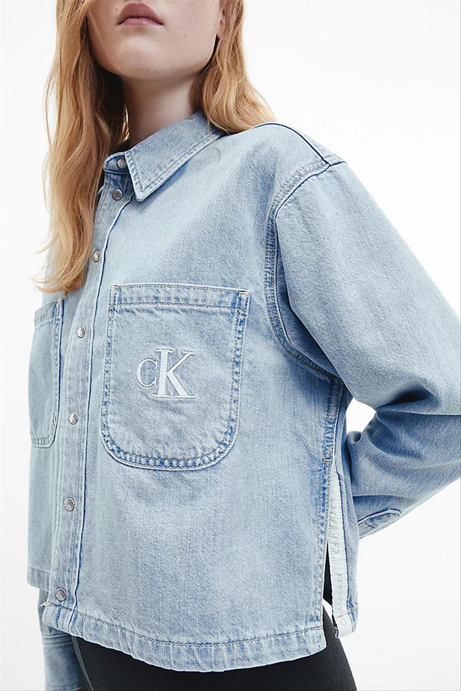 Calvin Klein Jeans - Lichtblauw Cropped jeanshemd