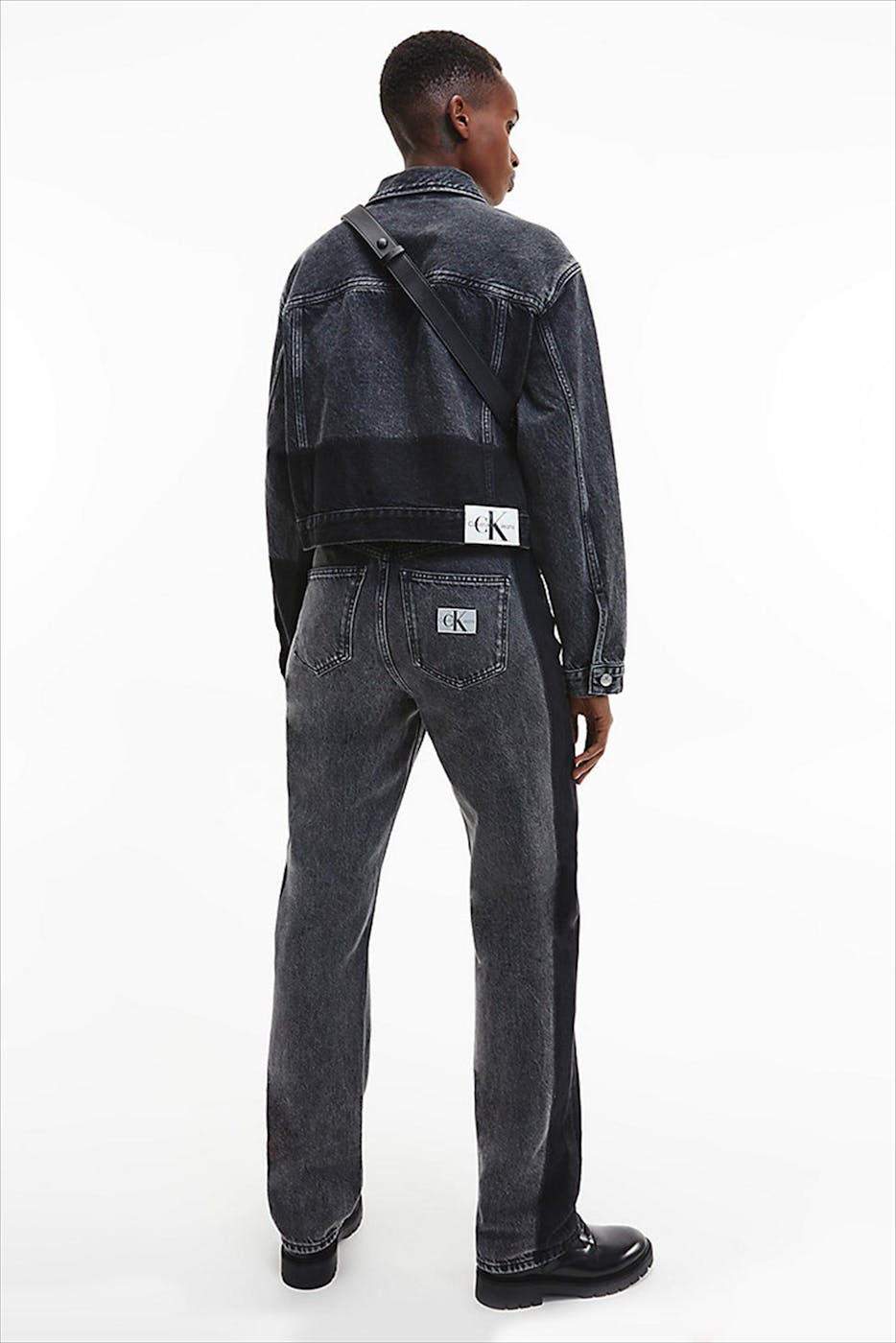 Calvin Klein Jeans - Donkergrijze Oversized Cropped jeansjas