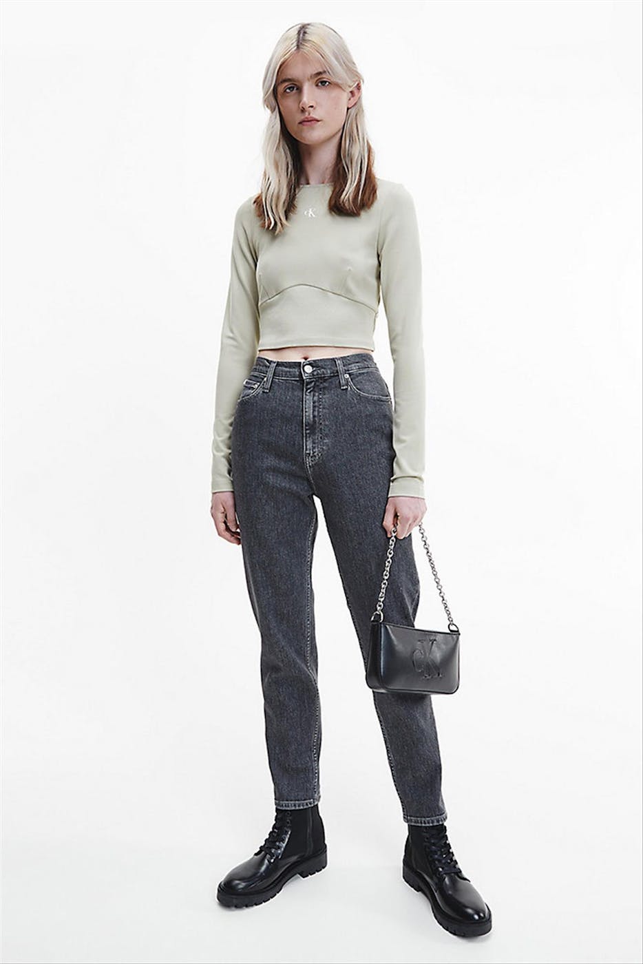 Calvin Klein Jeans - Donkergrijze Tapered Mom jeans