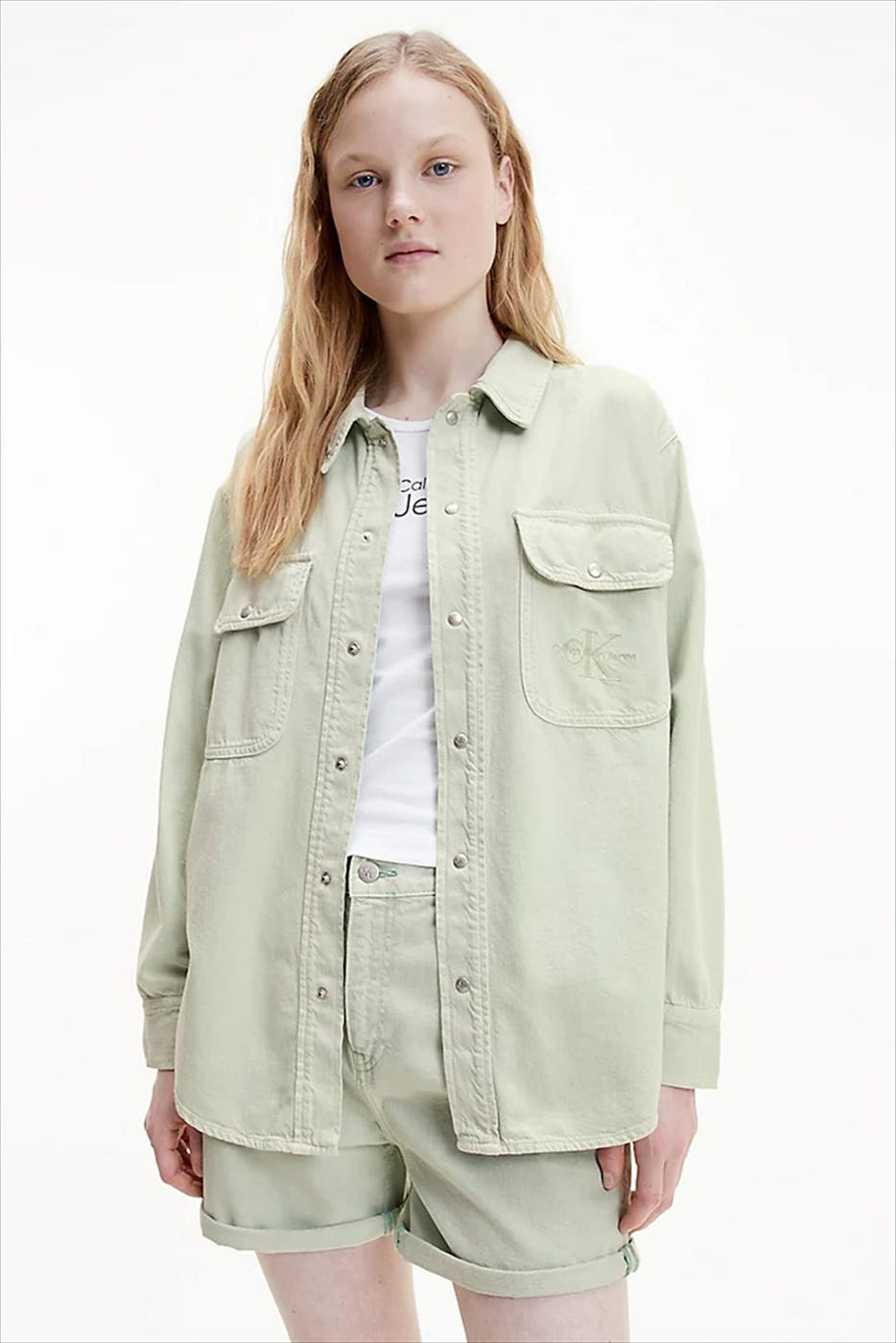 Calvin Klein Jeans - Lichtgroene Shirt Jacket overshirt
