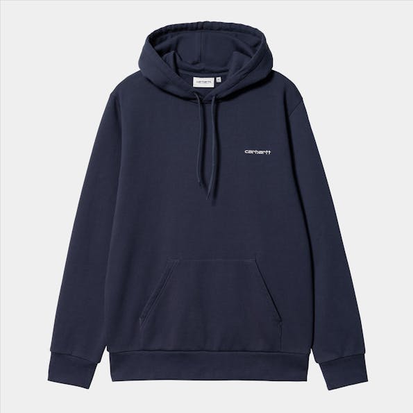 Carhartt WIP - Donkerblauwe Script Embroidery hoodie