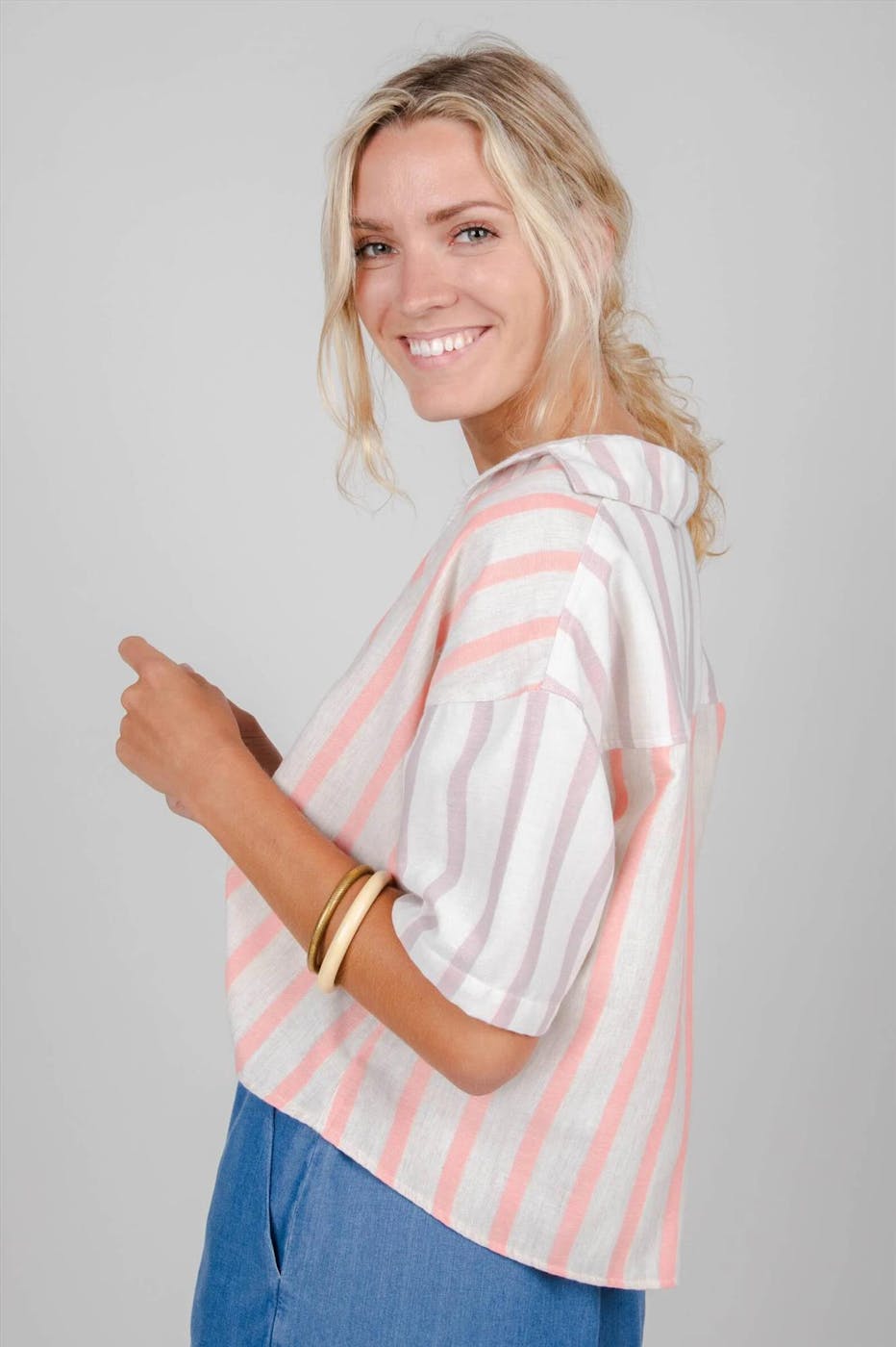 Brava - Beige-roze Coiro blouse