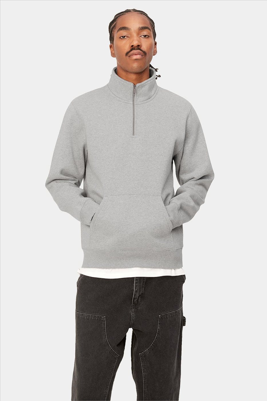Carhartt WIP - Grijze Chase Neck Zip sweater