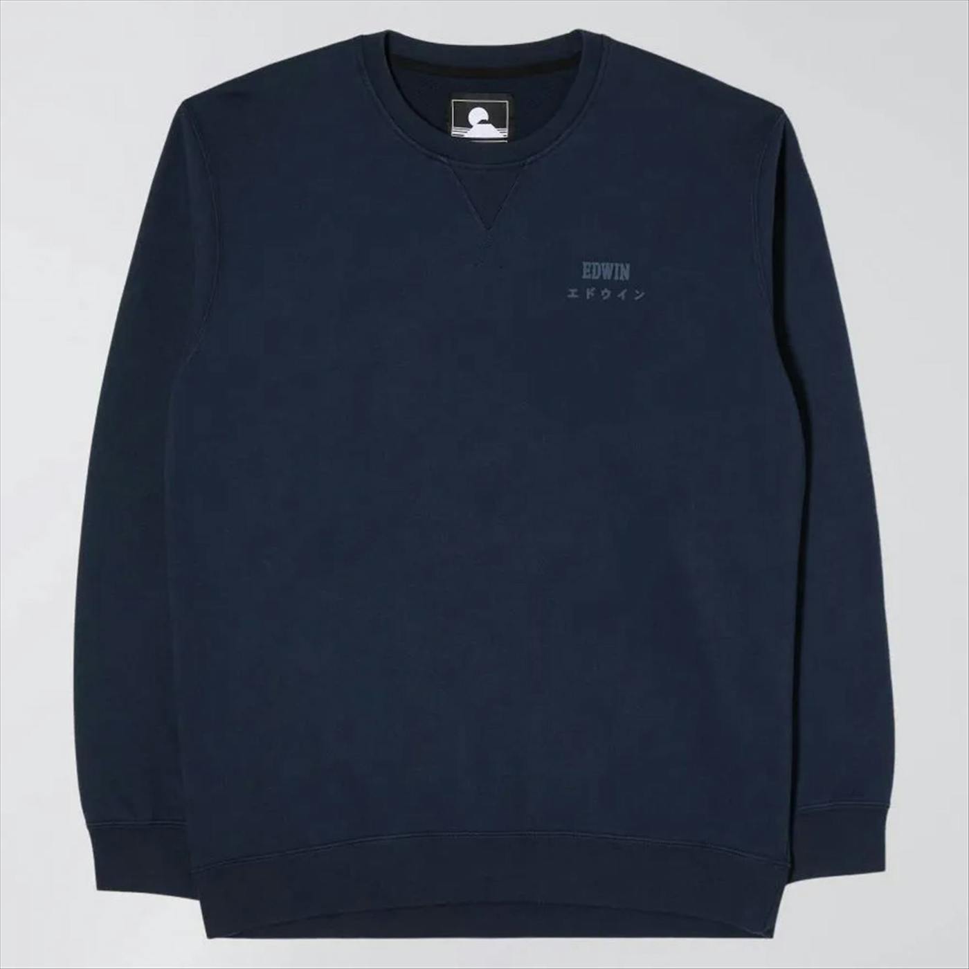 Edwin - Donkerblauwe Base Crew sweater