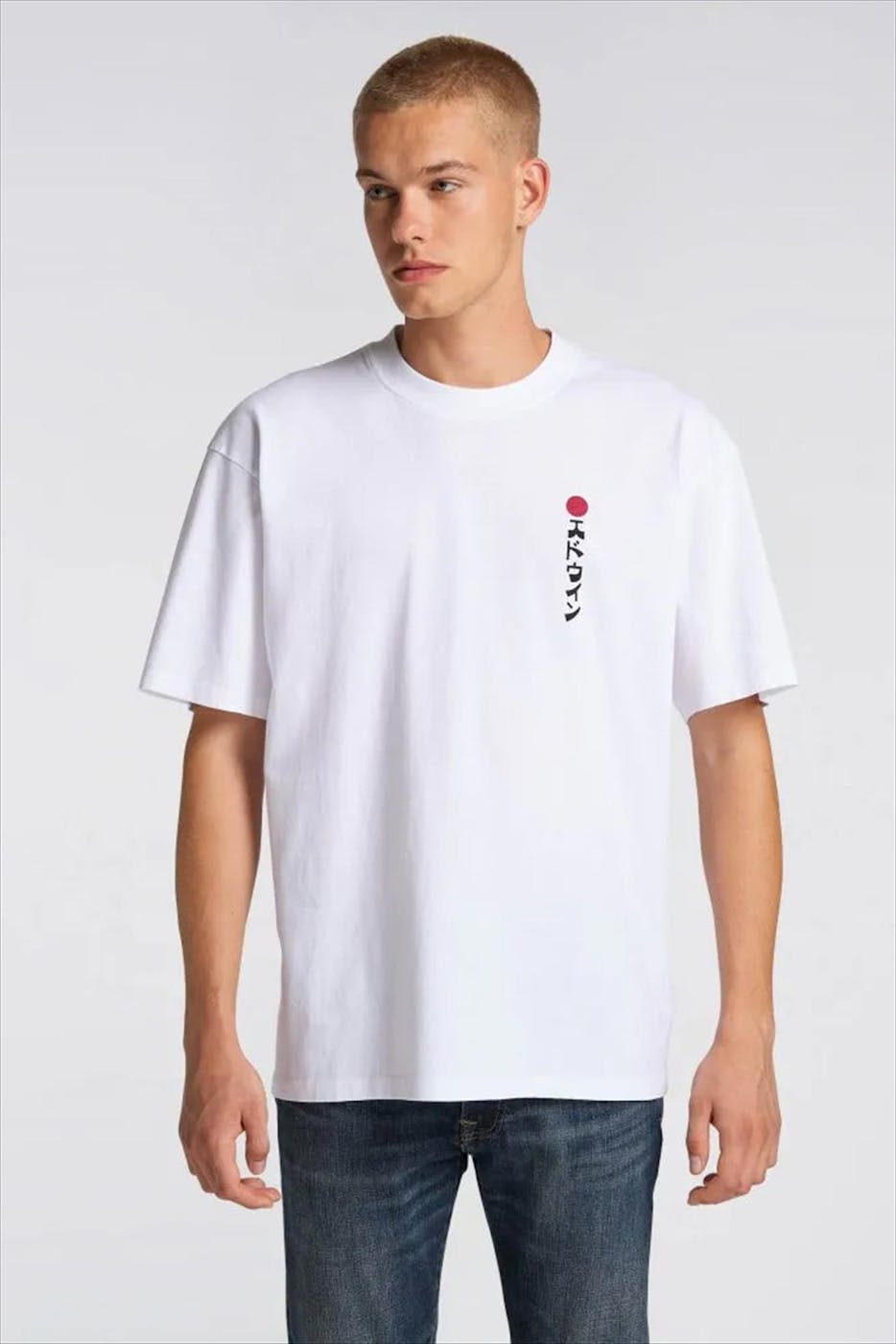 Edwin - Wit-zwart-rode Kamifuji T-shirt