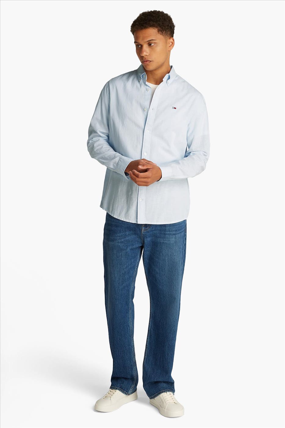Tommy Jeans - Lichtblauw Linen Blend hemd