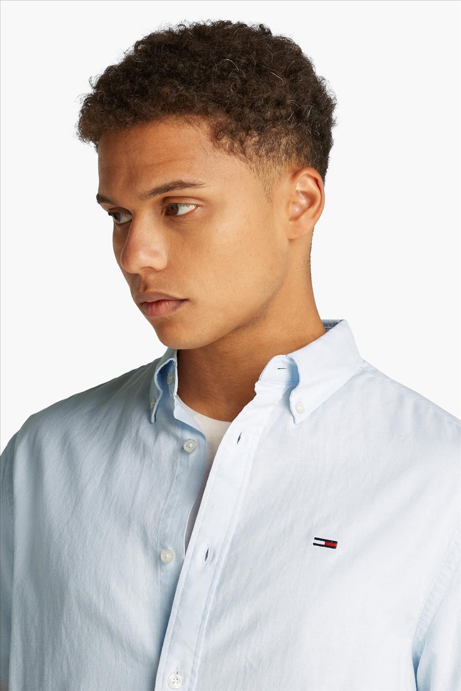 Tommy Jeans - Lichtblauw Linen Blend hemd