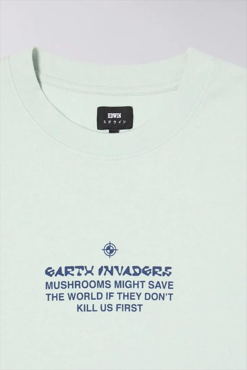 Edwin - Lichtgroene Earth Invaders T-shirt