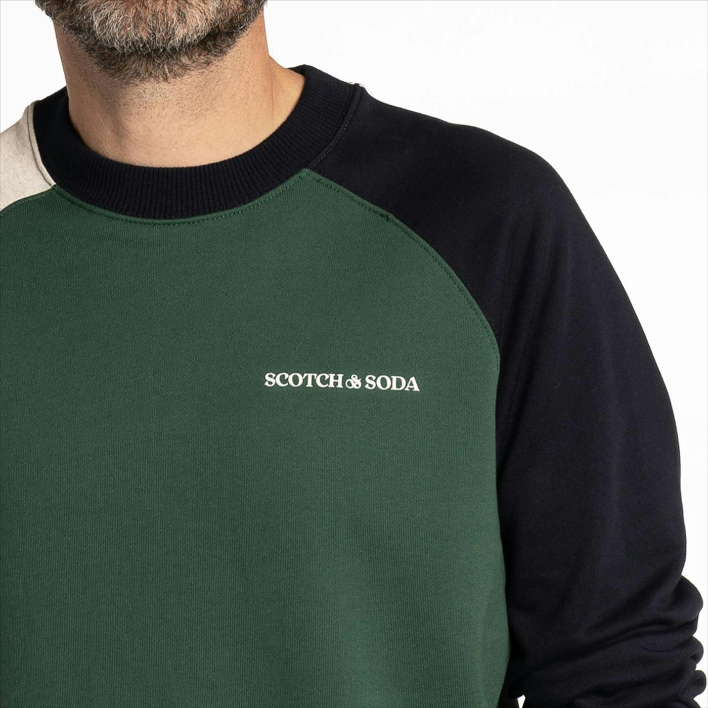 Scotch & Soda - Groen-blauw-grijze Regular Fit sweater
