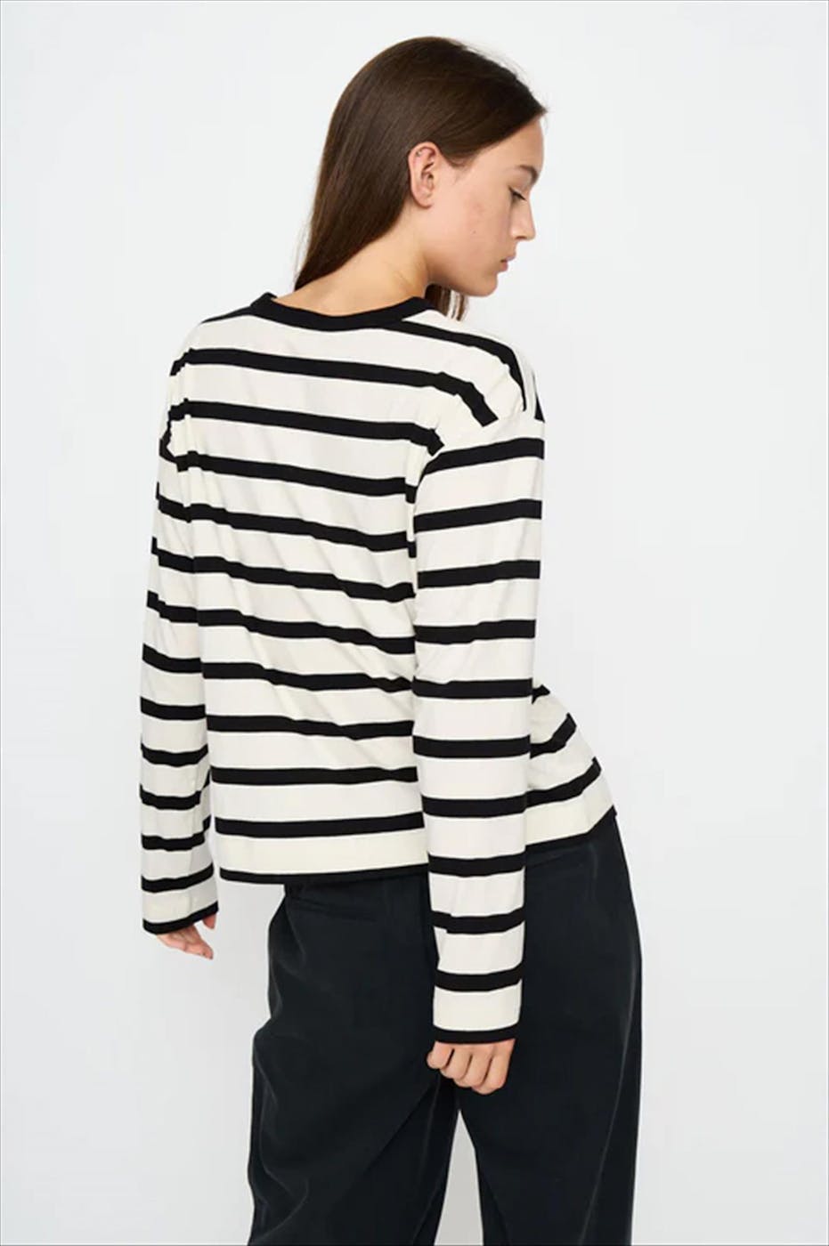 esmé studios - Zwart-Ecru Signe Striped longsleeve