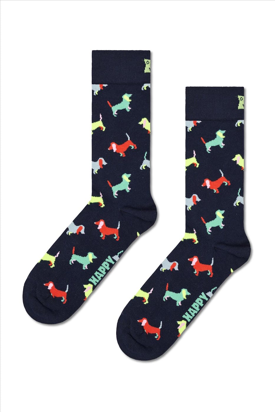 Happy Socks - Donkerblauwe-Multicolor Puppy Love sokken, maat: 36-40