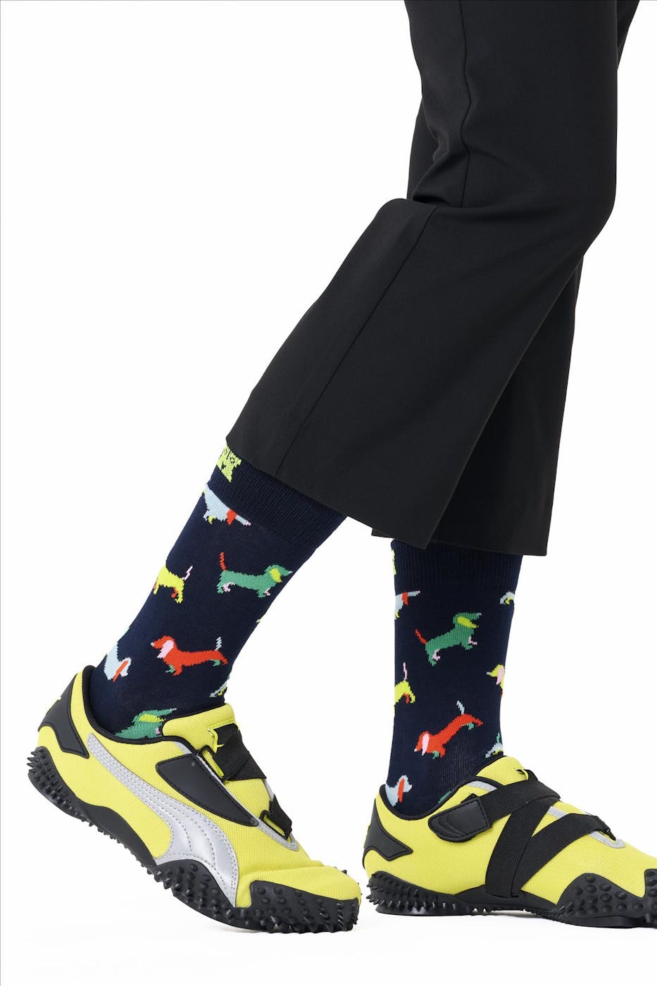 Happy Socks - Donkerblauwe-Multicolor Puppy Love sokken, maat: 36-40