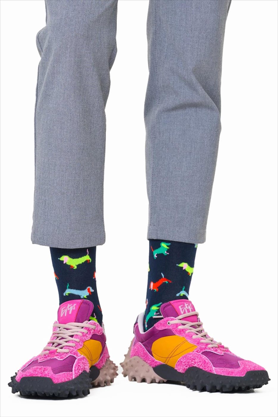 Happy Socks - Donkerblauwe-Multicolor Puppy Love sokken, maat: 36-40
