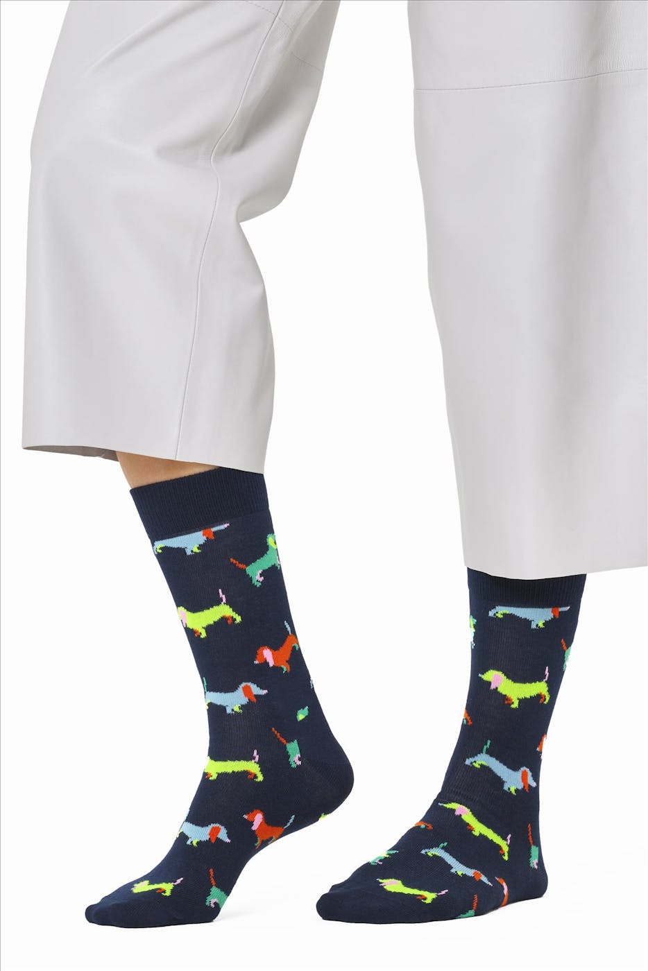 Happy Socks - Donkerblauwe-Multicolor Puppy Love sokken, maat: 36-40