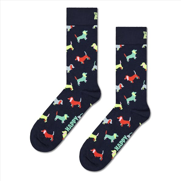 Happy Socks - Donkerblauwe-Multicolor Puppy Love sokken, maat: 36-40