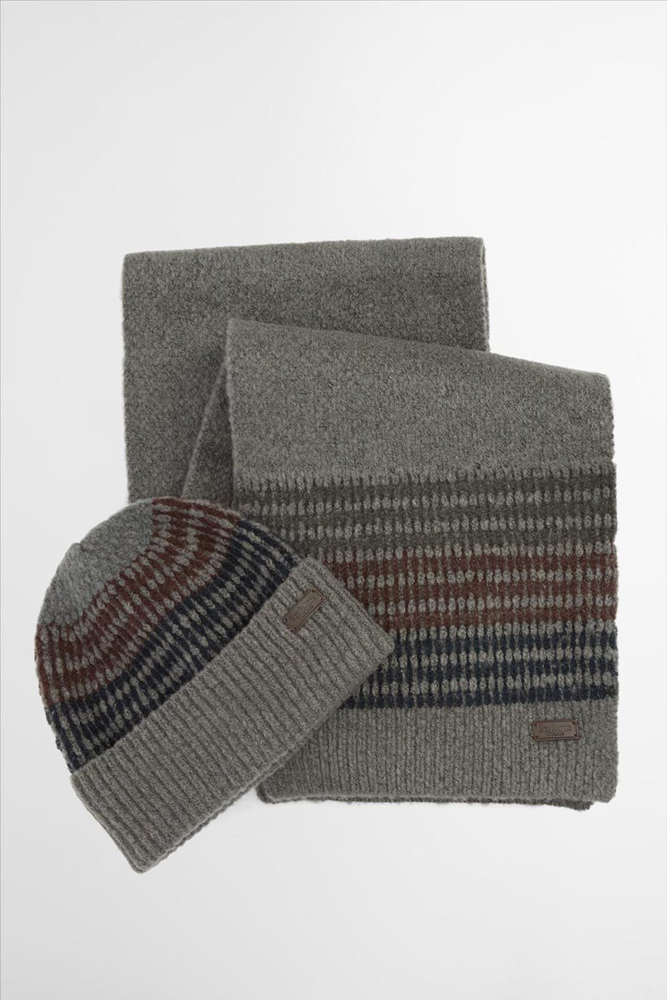 Barbour - Grijze Branton muts en sjaal gift set