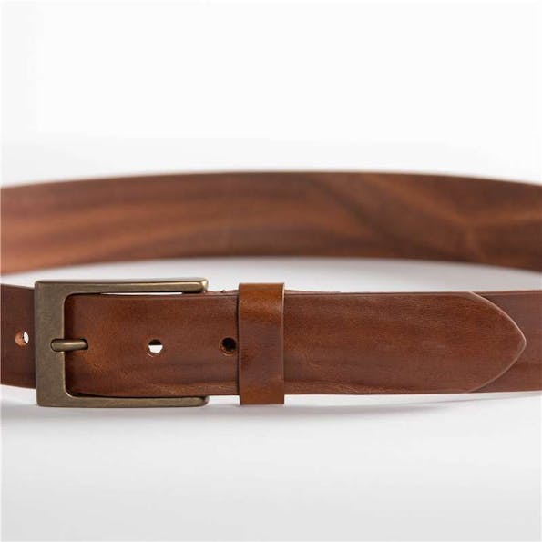 Vano - Bruine lederen riem met vintage look