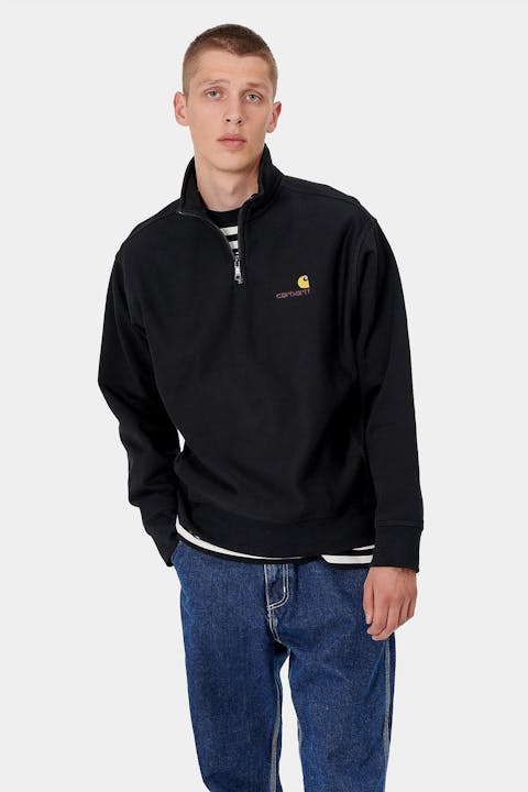 Carhartt WIP - Zwarte Half Zip American Script sweater