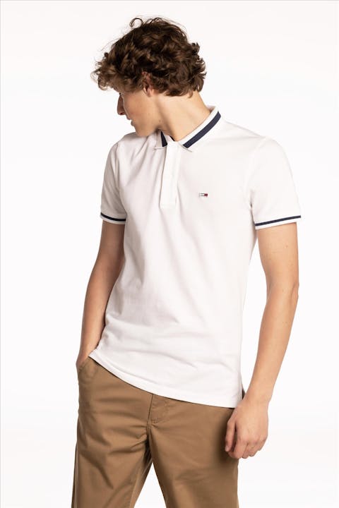 Tommy Jeans - Witte Tipped Stretch polo