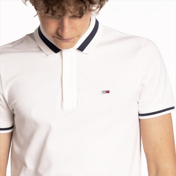 Tommy Jeans - Witte Tipped Stretch polo
