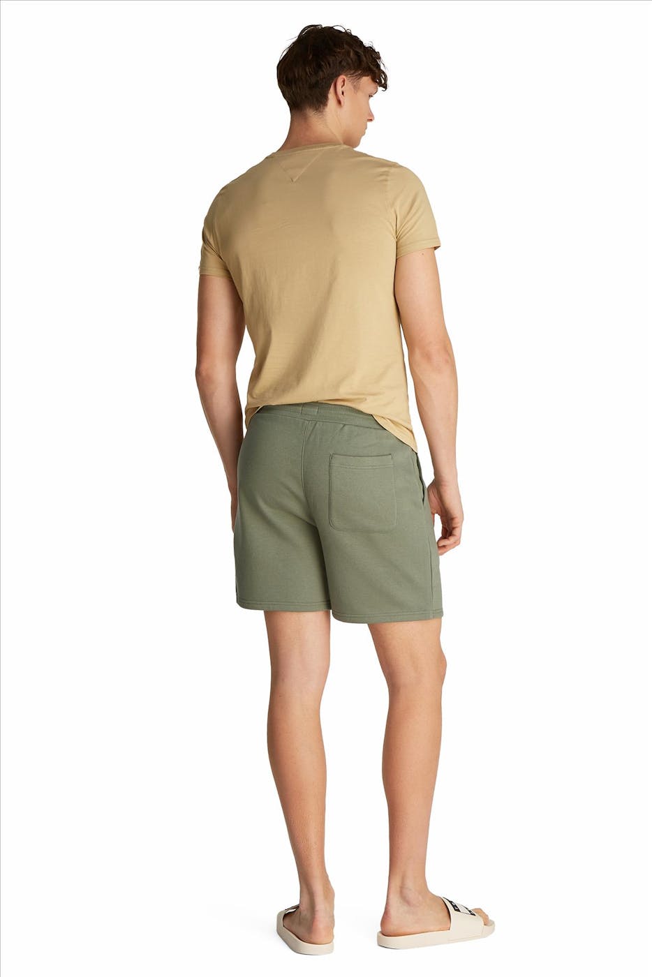 Tommy Jeans - Olijfgroene Flag Beach sweatshort