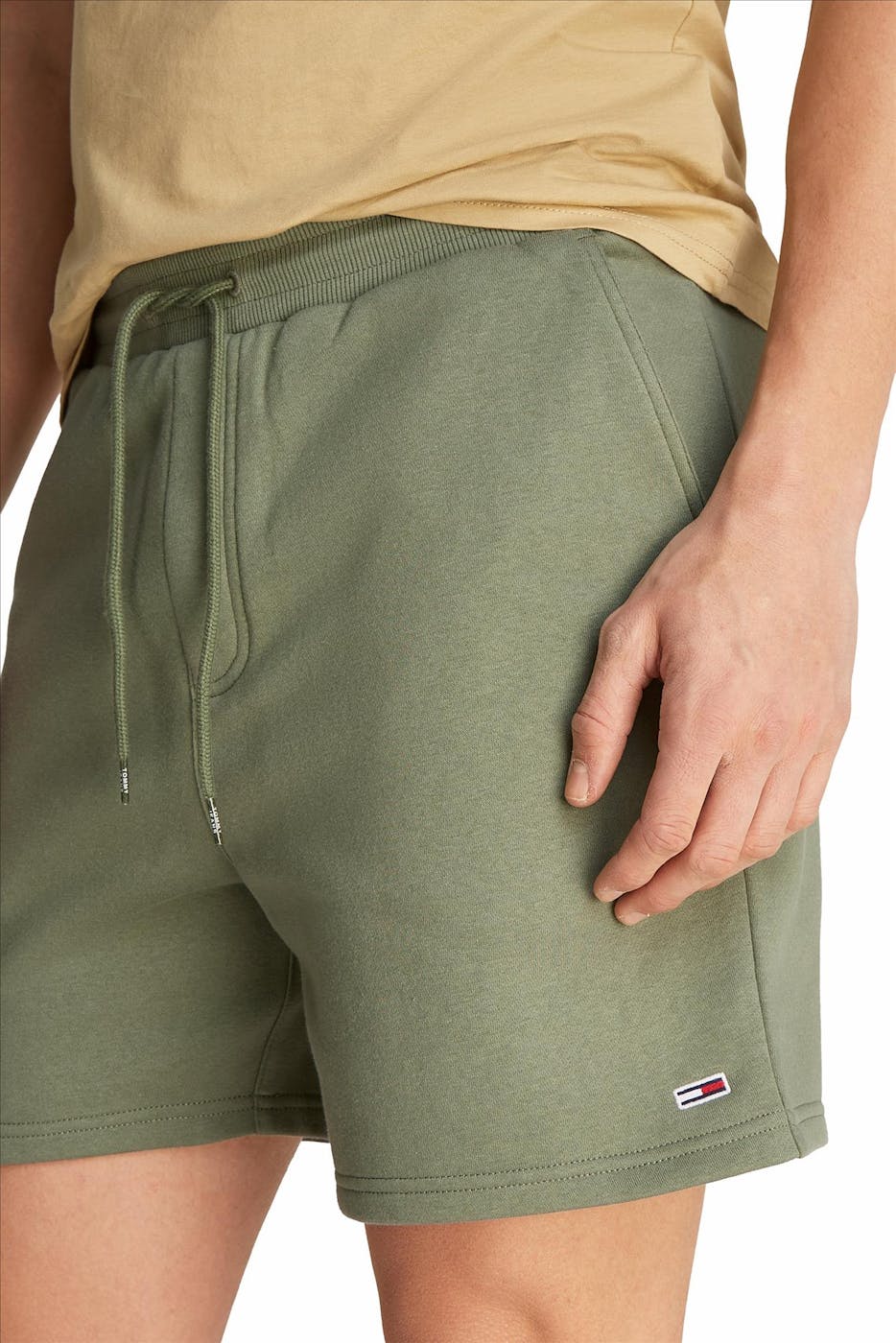 Tommy Jeans - Olijfgroene Flag Beach sweatshort