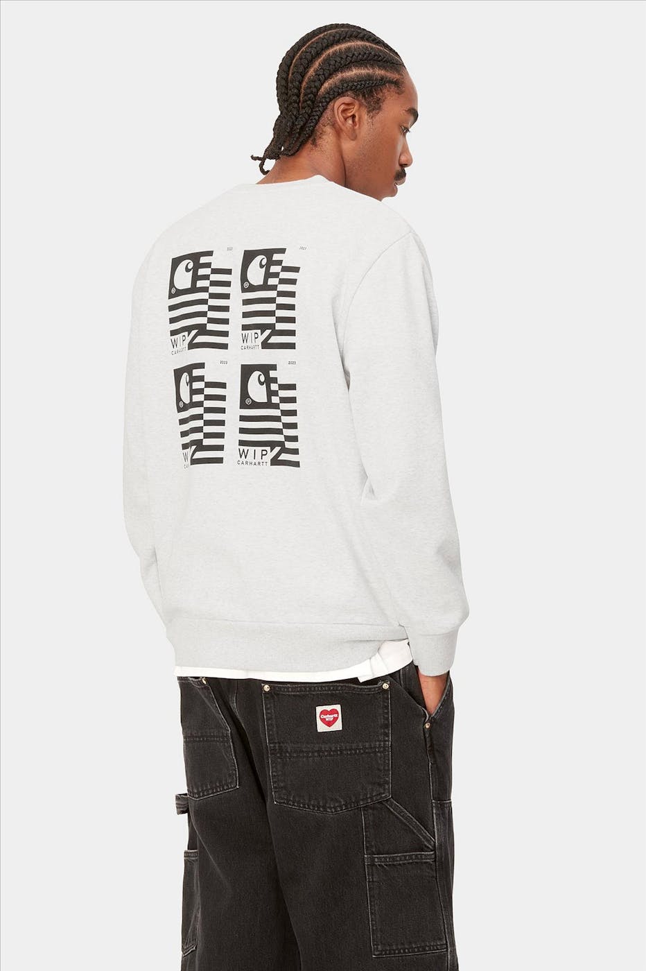 Carhartt WIP - Lichtgrijze Stamp State sweater