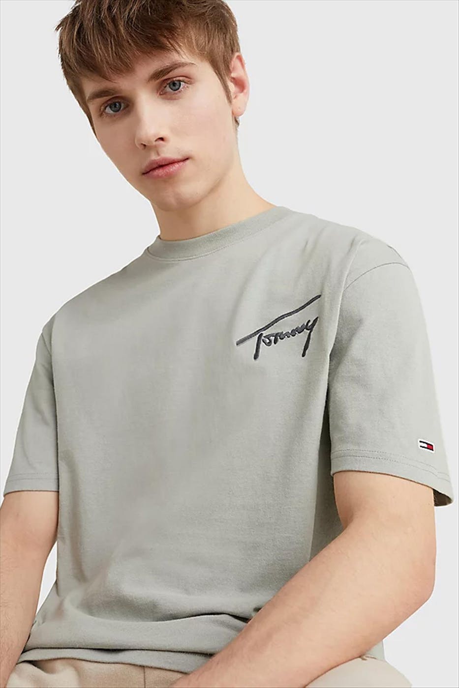 Tommy Jeans - Lichtgroene TJM Tommy Signature T-shirt