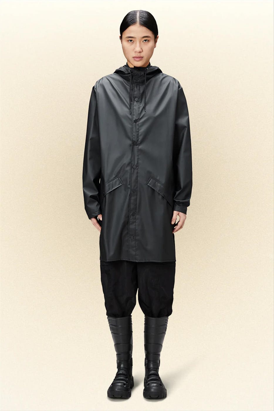RAINS - Zwarte Long Jacket regenjas