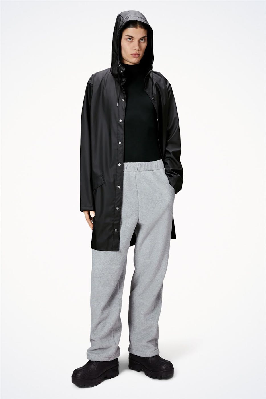 RAINS - Zwarte Long Jacket regenjas
