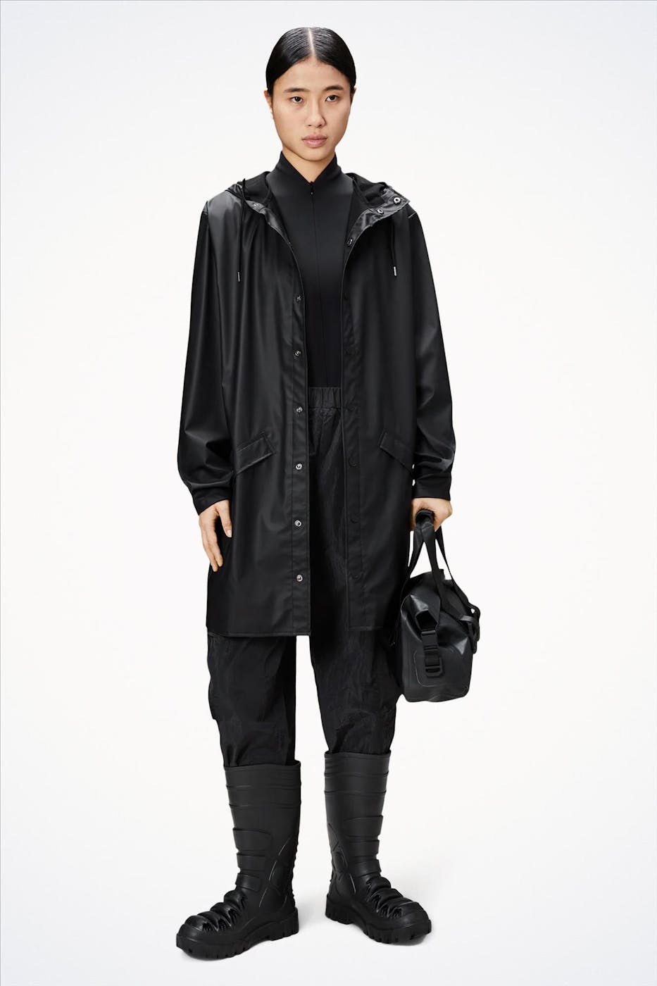 RAINS - Zwarte Long Jacket regenjas