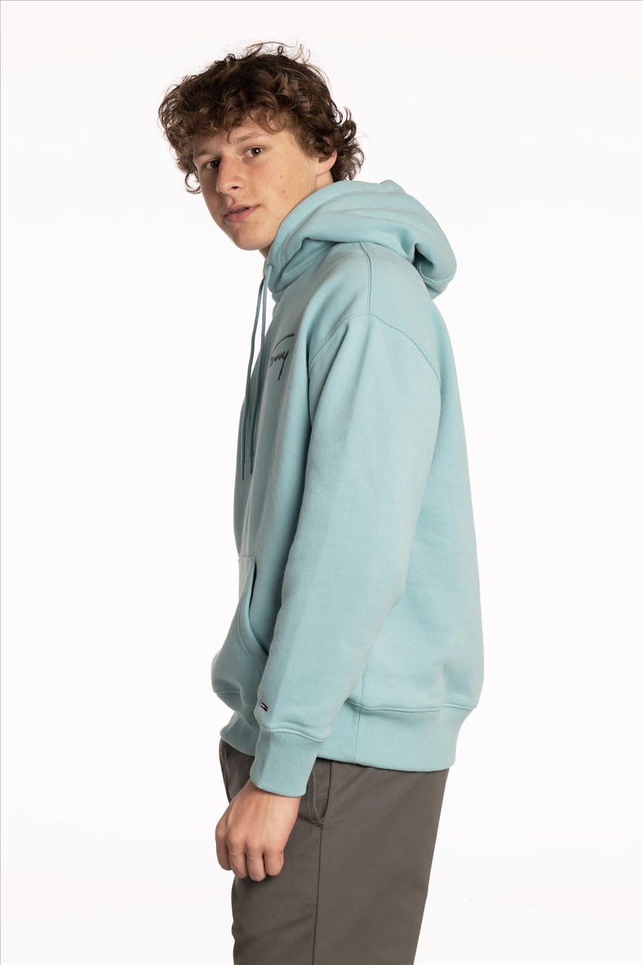 Tommy Jeans - Turquoise Signature hoodie