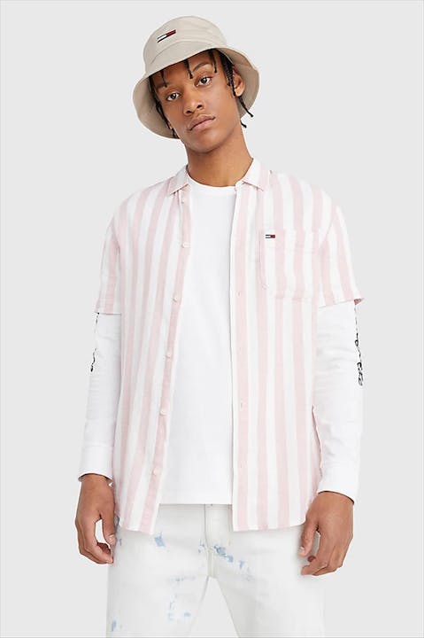 Tommy Jeans - Roze-wit gestreept linnen hemd
