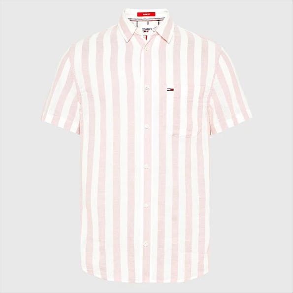 Tommy Jeans - Roze-wit gestreept linnen hemd
