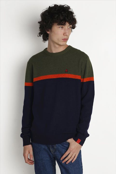Antwrp - Groen-oranje-donkerblauwe Colorblock trui