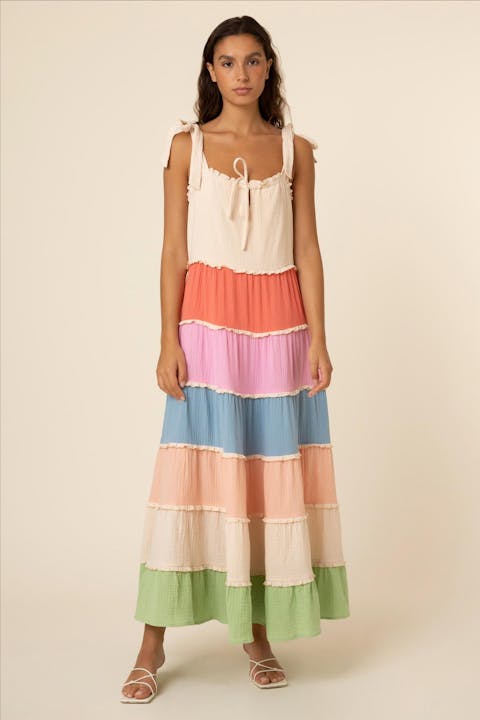 FRNCH - Beige-multicolour Laurel jurk