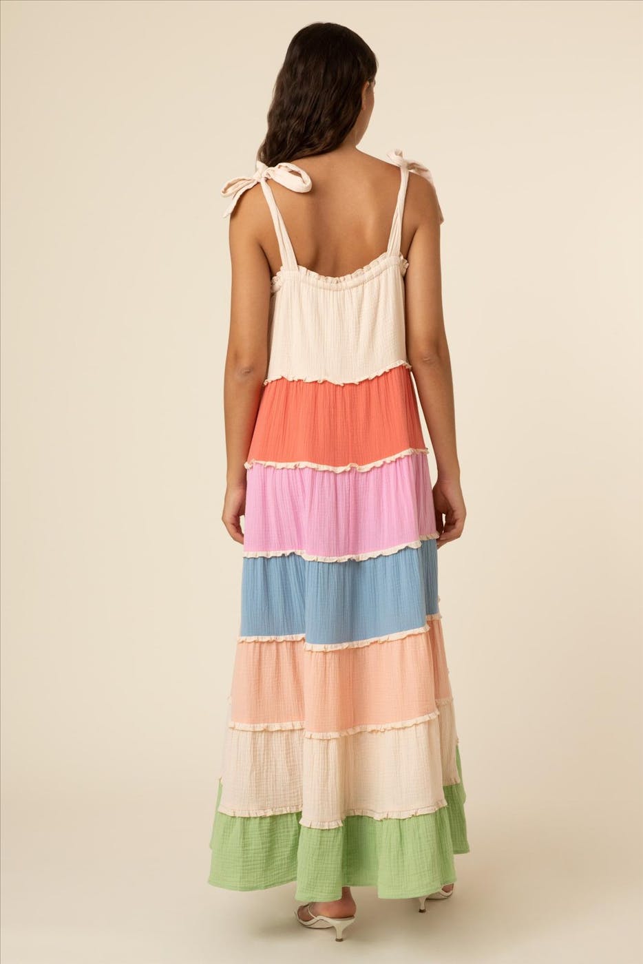 FRNCH - Beige-multicolour Laurel jurk