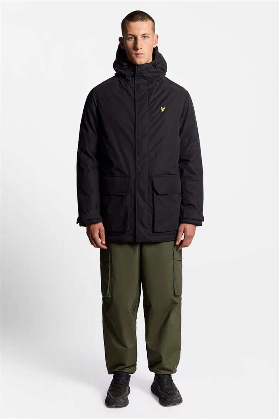Lyle & Scott - Zwarte Heavyweight Hooded parka