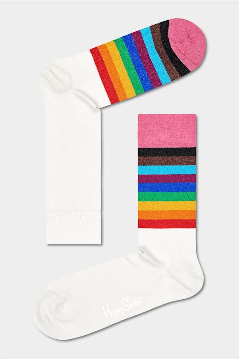 Happy Socks - Beige-multicolour Pride Rainbow Socks, maat : 41-46