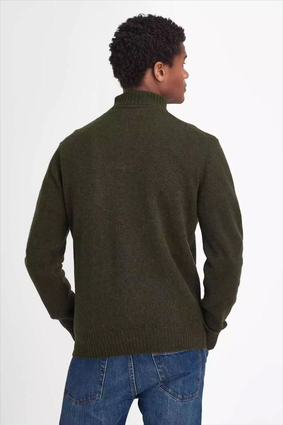 Barbour - Donkergroene Essential Half Zip trui