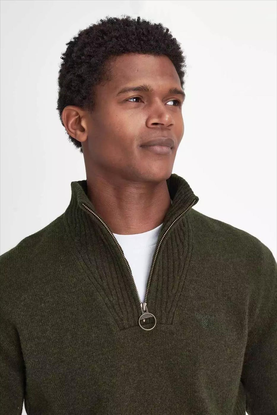 Barbour - Donkergroene Essential Half Zip trui