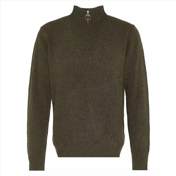 Barbour - Donkergroene Essential Half Zip trui