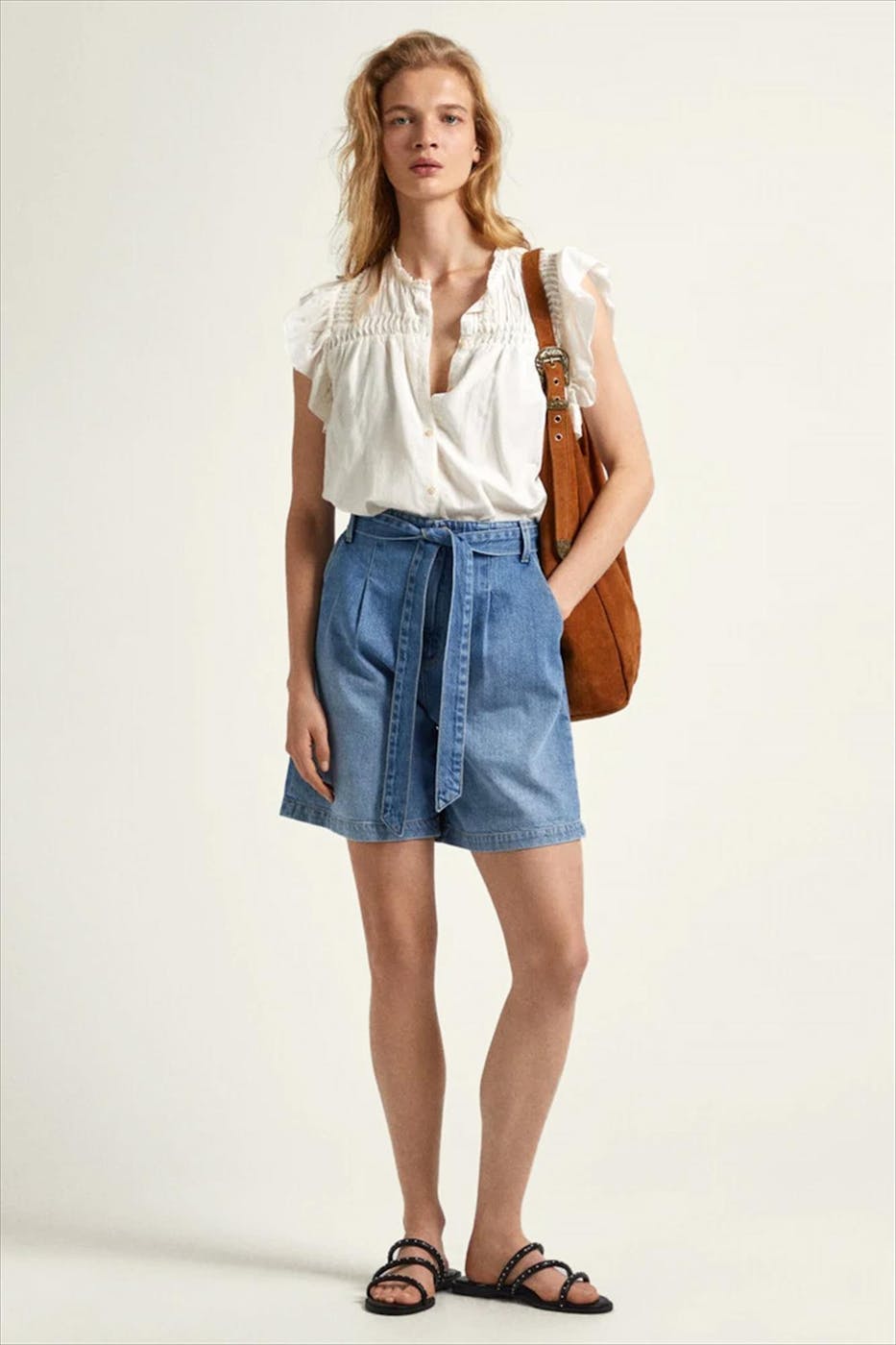 Pepe Jeans London - Witte Pleated Detail blouse